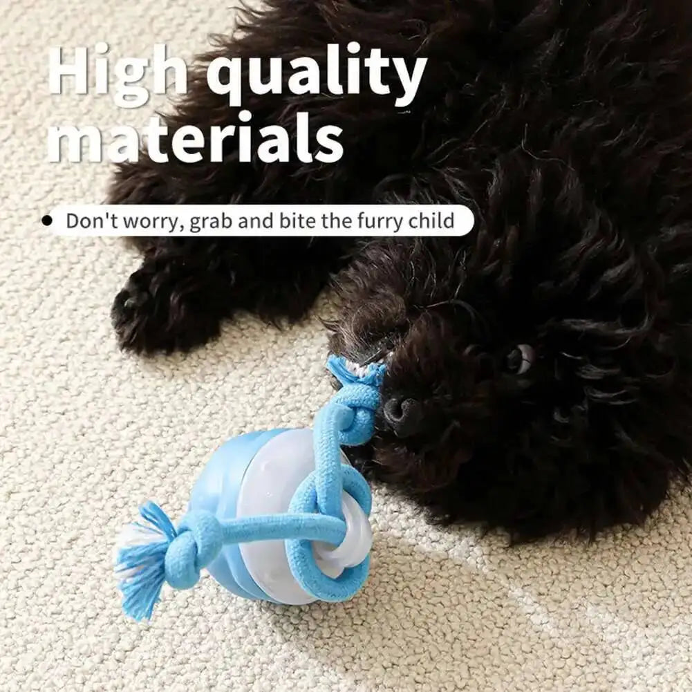 Smart Interactive Dog Toys Rolling Ball with Rope Motion Activated Automatic Moving Squeaky Dog Training Puppy Chew Toy Balls