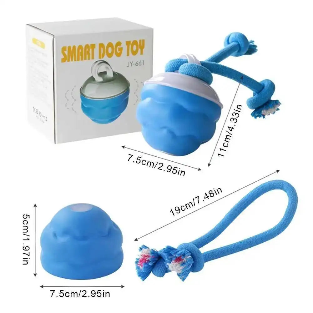 Smart Interactive Dog Toys Rolling Ball with Rope Motion Activated Automatic Moving Squeaky Dog Training Puppy Chew Toy Balls